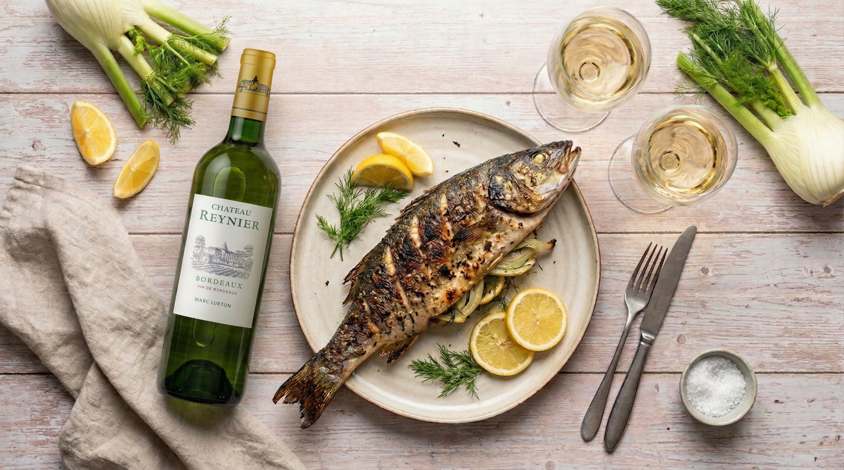 Bar grillé au fenouil, agrumes & aux herbes