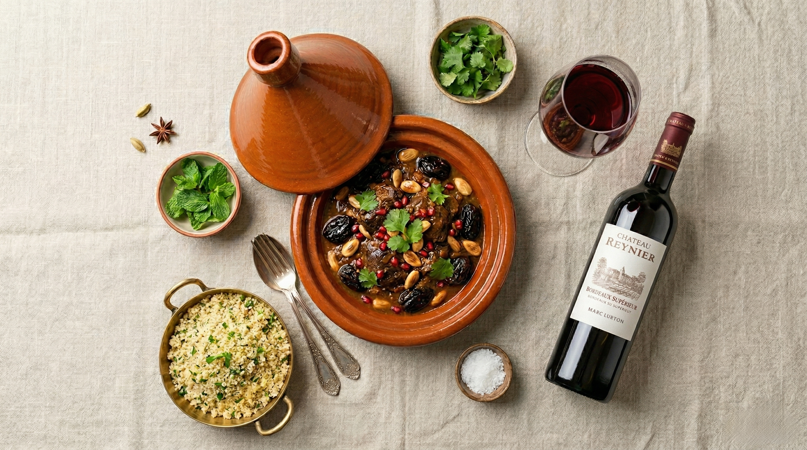 Tajine de joue de bœuf aux pruneaux & amandes
